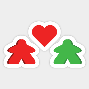 Red And Green Meeple Couple Board Game Valentine's Day Sticker